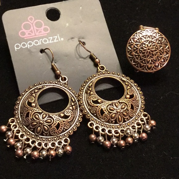 Copper Earrings & Ring - Picture 1 of 3